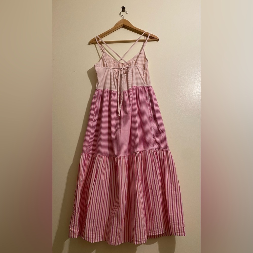 FREE ASSEMBLY Pink Tiered Midi Sundress with Spaghetti Straps. Size Xs - Picture 4 of 13